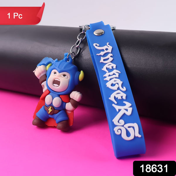 Cute Silicone 3D Key Chain with Metal Hook & Strap (Pack of 1)