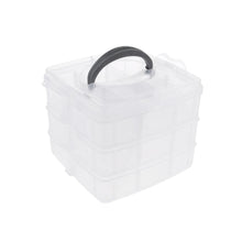 3-Tier 18 Sections Transparent Stackable Adjustable Compartment Slot Plastic Craft Storage Box