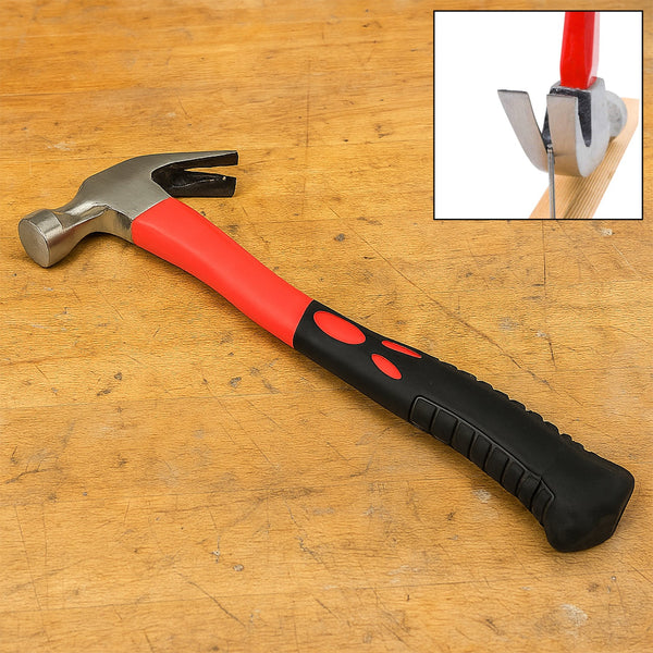 Stainless Claw Hammer with Fiberglass Handle, Shock Resistant, Corrosion Resistant, Rust Proof, Durable, Environmental friendly, 364g, 28cm