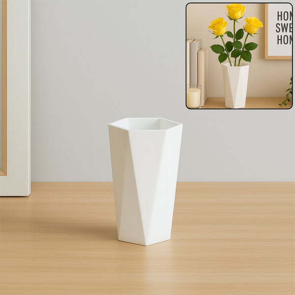 Modern Hexagon Design Plastic Flower Vase